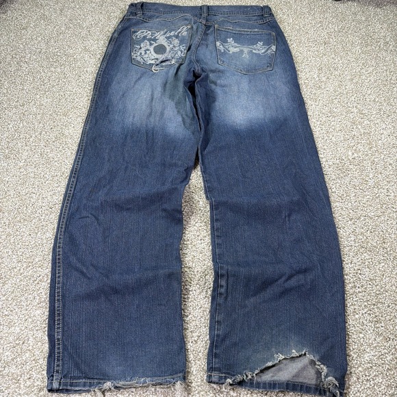 Pelle Pelle Wide leg Baggy Distressed Jeans Y2k Grunge Style 38/33 Essentials - Picture 2 of 13